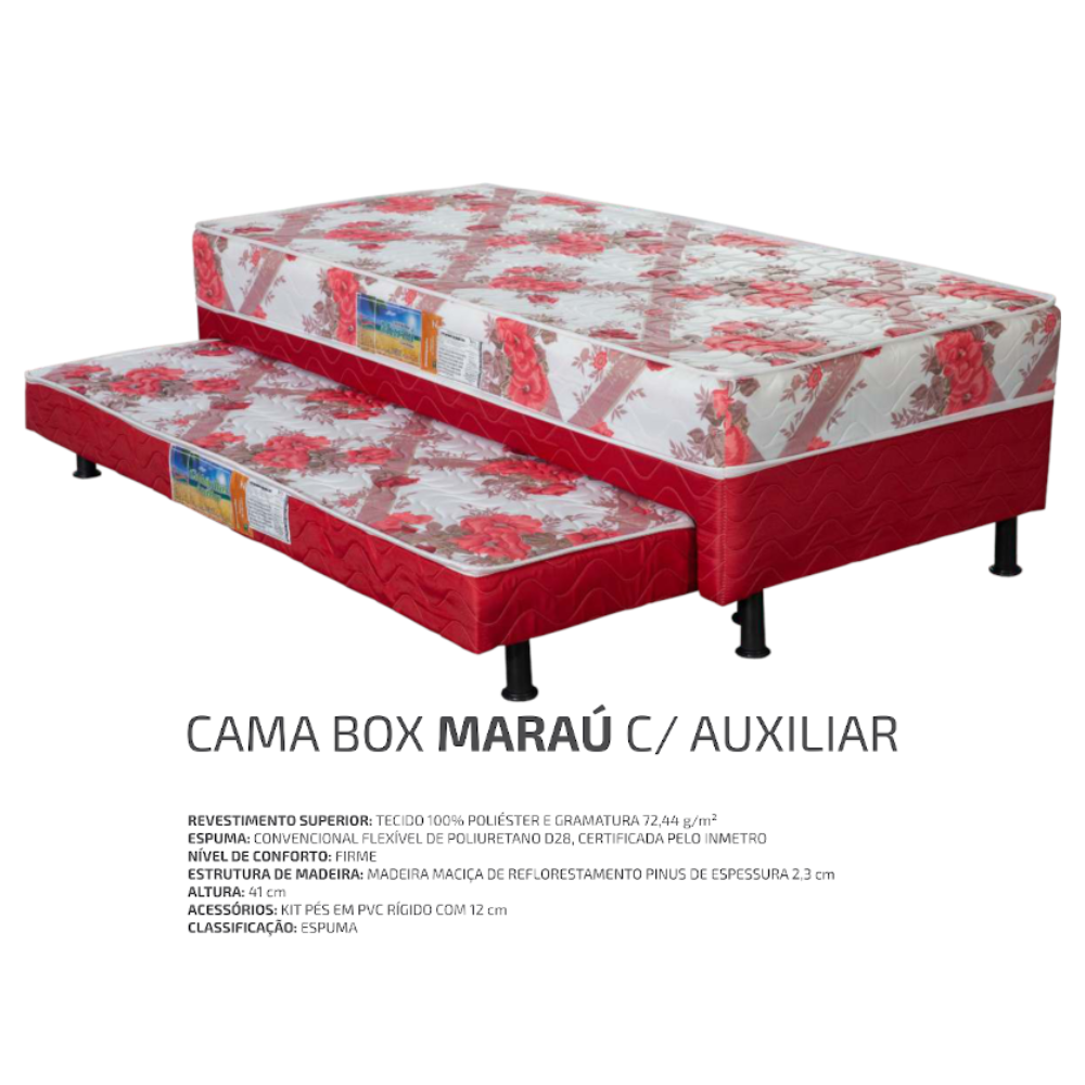 Cama Box Solteiro Auxiliar Marau D28 Pillow 88x188x53 Bellabahia