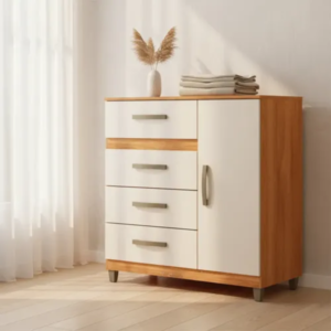 Cômoda 1 Porta e 4 Gavetas Leme Cinamomo Off White Fellicci