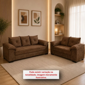 Estofado Paulinha 2/3 Lugares Marrom Lifespuma