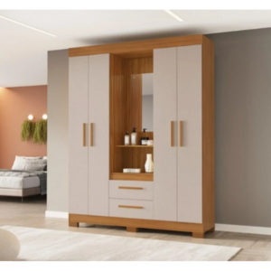Guarda Roupa 4P2G c/ Espelho NT6055 Freijo Off White