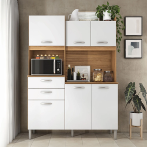 Cozinha Compacta 6P2G Harmonia Amendoa Branco Demobile