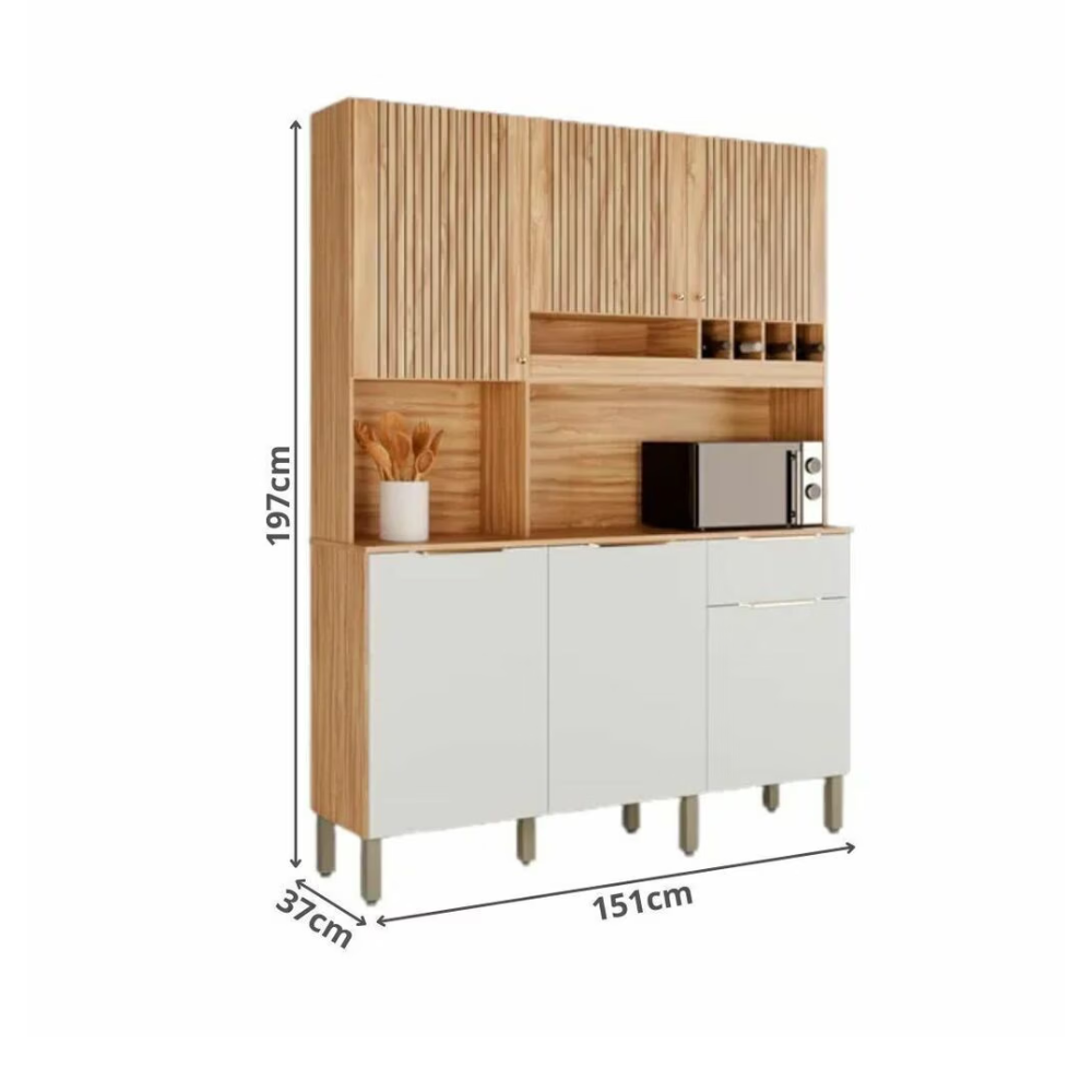 Cozinha Completa 6P1G Moscato Amendoa Off White Ronipa - Imagem 2