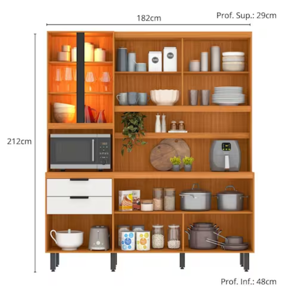 Cozinha Compacta 7P2G Murano Freijo UV Off Acetinado Poliman - Imagem 5