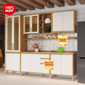Cozinha Modulada 8P3P Tempranillo Simples Amendoa Off White Ronipa