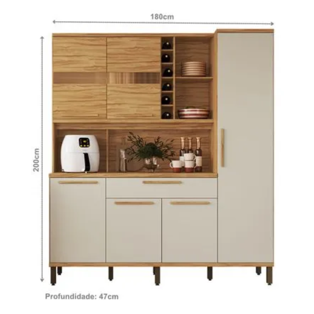 Cozinha Completa 6P1G Touriga Amendoa Off White Ronipa - Imagem 3