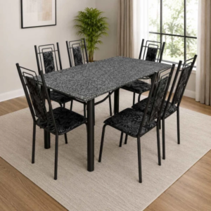 Conjunto Mesa Belgica New Granito 6C 140x75 Primavera Preto Prata Serra Tubos