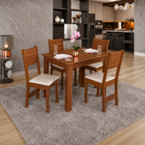 Conjunto Mesa Milena 4C 108x68 Naturalle São Carlos
